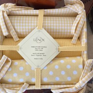 Lenox dish towels with basket